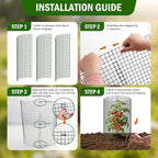 Uyittour 10 Pack Plant Protectors from Animals, 12" x 16" Round Metal Wire Garden Plant Cages to Keep Animals Out, Rabbit Proof Protection for Vegetables & Flowers with Stakes, Zip Ties & Gloves