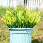 20 Bundles Artificial Plants Outdoor, UV Resistant Fake Flowers， Realistic Faux Lavender Shrubs for Porch Garden Window Box Home Decoration (Yellow)