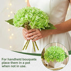 Artificial Hydrangea Flowers Arrangement in Wood Planter, 4PCS Fake Green Flowers in Wooden Vase Potted Floral Centerpieces for Tables Living Room Home Office Room Shelf Kitchen Decor