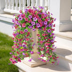 Artificial Hanging Flowers Plants for Outdoor Spring Summer Decoration, 2PCS Faux Silk Daisy UV Resistant Look Real for Outside Home Indoor Planter Porch Garden Yard Decor(Light Purple Red)
