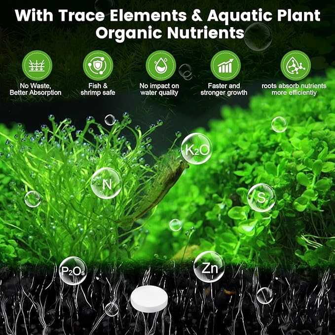 Root Tabs Freshwater Aquarium Plant Fertilizer, Slow-Release 100 Tabs 1g/Tab, Safe for Fish and Shrimp, for Planted Aquarium Substrate (2 * 100)
