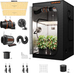 Spider Farmer Grow Tent Kit Complete 4x4ft SF4000 Dimmable Samsung LM301H EVO LED Diodes, 450W Complete System 4x4x6.6 Grow Tent Set 48"x48"x80" with 6" Ventilation System & 6'' Clip Fan
