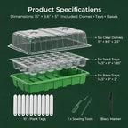 Gardzen 5 Pack BPA Free Seed Starter Tray Kit, 40 Cell Reusable Seedling Trays with Humidity Vented Domes and Base