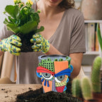 Midogaigai Abstract Face Planter Pots for Plants,Hand-Painted Colorful Flower Pots with Drainage, Indoor Outdoor Garden Decor Gift(Modern,Small)