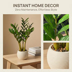 TentoWhan（2Packs Faux Plants Indoor 18.9" Artificial ZZ Plants in White Pot Fake Potted Zamioculcas Silk Faux Plants for Home Table Decor Bedroom Aesthetic