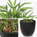 GnFlus Artificial Bamboo in Black Potted Fake Bamboo Plant-Faux Tree in Pot for Farmhouse Home Living Room Desk Indoor Outdoor Shelf Office Decor