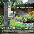 [2 Pack] QUOBAS Digital Water Timer, Programmable Sprinkler Controller, Large LCD Display, Auto/Manual/Delay Modes, for Garden Hose Watering and Drip Irrigation System