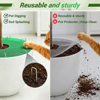 Plant Pot Grid Set, 15.7" W x 118" L Indoor Plant Protector from Cats, Cuttable Pot Soil Cover Protector from Animals with Stakes & Zip Ties for Garden Balcony, Fits Different Pot Sizes(Green)