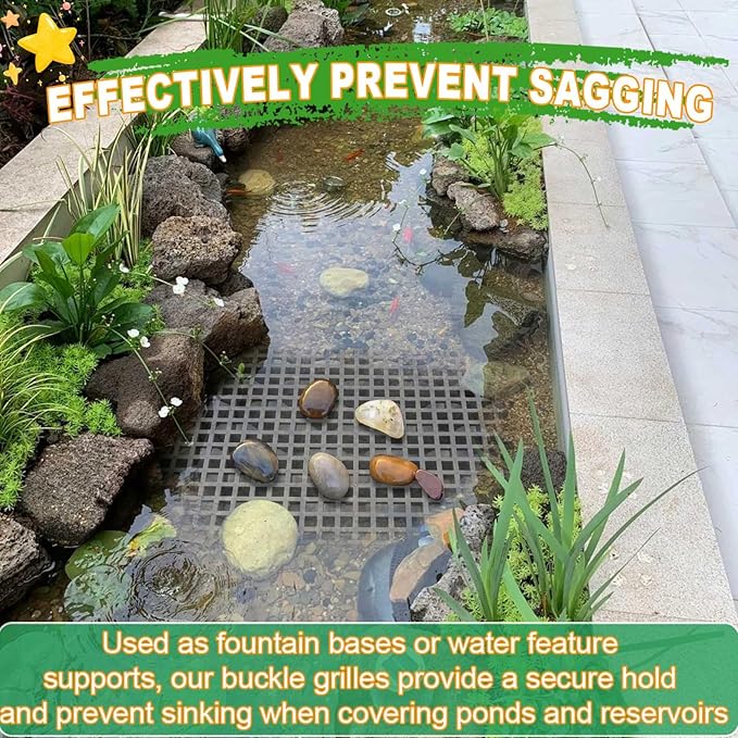 3 Pack Heavy Duty Fountain Basin Grate, 24"x 12" Pondless Waterfall Kit, Water Grid for Raised Beds, Rectangular Hide Reservoir Grates for Indoor & Outdoor Ponds, Waterfall Fountains, Water Gardens
