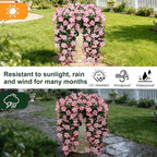 Artificial Geranium Hanging Flowers for Outdoor Decoration, 2 Bundles UV Resistant Silk Geranium Fake Plants Faux Flowers for Front Porch Garden Patio Window Box Outside Indoor Decor (Pink)