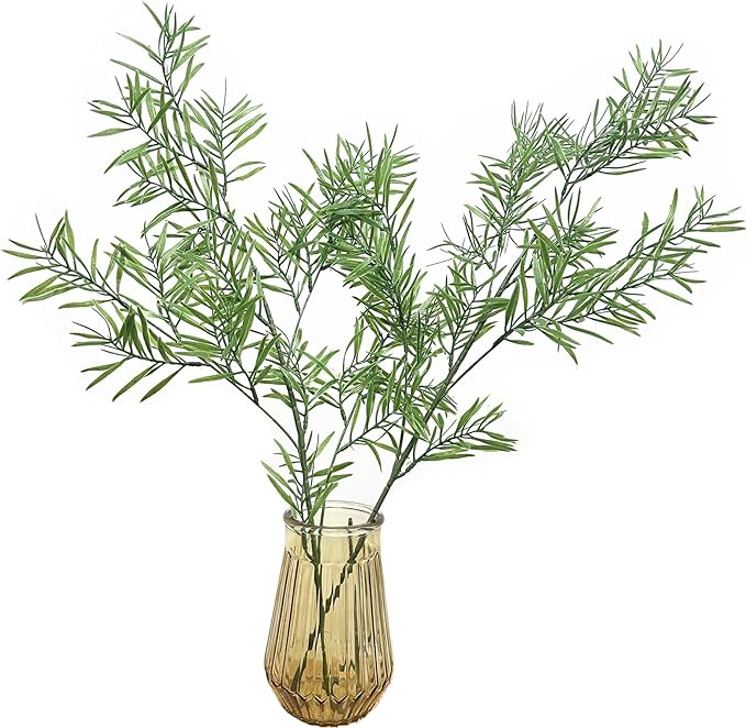 Artificial Plants Fake Plant Simulation Bamboo Leaf Tall 31 Inch, Faux Reed Plastic Leaves Faux Greenery Bushes Flexible Branches Stems for Indoor Outdoor Decor Wedding Party DIY Decoration - 2 Pack