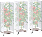 3 Pcs Garden Bird Netting Plant Cover for Square Tomato Cage, 59" x 17.7" Insect Bird Barrier Tomato Cage Net with Zipper & Drawstring, Tomato Trellis Netting Protection Cover for Protecting Plants