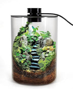 Desktop Glass Terrarium with Grow Light (7.5" H x 5.9" D) - for Succulents, Moss, Mini Gardens, Betta Fish Tanks, Mushroom Cultivation | Indoor Plant Growth | Office/Home Decor | Plant Lover Gifts