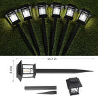 Greluna Solar Lights Outdoor, 6 Pack 6000K Waterproof Auto On/Off Solar Pathway Lights for Garden, Landscape, Path, Yard, Patio, Driveway, Walkway Decor