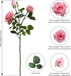 Pink Roses Artificial Flowers Indoor,Realistic Fake Flowers 5 Bouquets (15 Heads) for Living Room Decor,Real Touch Fake Plants for Bathroom Kitchen Office Wedding Table Shower Decor (No Vase)