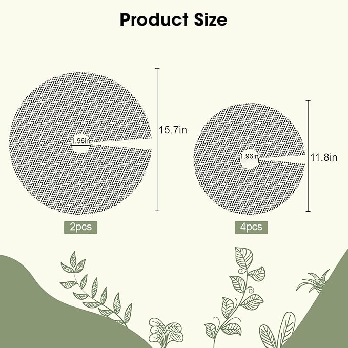 EEEKit 6 PCS Plant Pot Grids, 11.8 Inch, 15.7 Inch Indoor Potted Plant Protectors, Cuttable Plant Pot Soil Covers for Indoor and Outdoor Plants