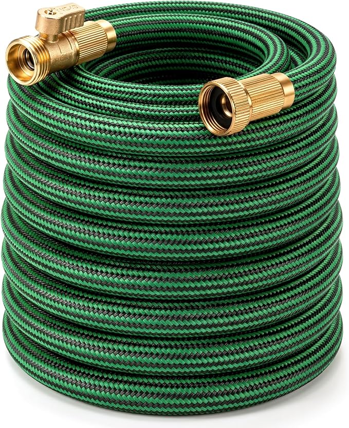 Garden Hose 50 ft NON-EXPANDABLE Water Hose, Flexible & Lightweight Kink Resistant Hybrid Hose, Leak-Proof Heavy Duty, Super Durable Fabric with 3/4" Solid Brass Connectors