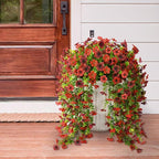 Artificial Hanging Flowers Plants for Outdoor Spring Decoration, 2PCS Faux Silk Daisy UV Resistant Look Real for Outside Home Indoor Planter Porch Garden Yard Decor(Red Brown)