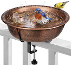 VIVOHOME Deck Mounted Bird Bath for Outside, Weather-Resistant ABS Bird Bath and Feeder with Adjustable Metal Clamp for Railing, Fence, Balcony, 1.45 Gallons, Bronze