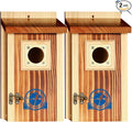 SISTERBIRD Pack of 2 Premium Bluebird Houses for Outside, Assembled Bird House Gift, Garden Decoration Bluebird House, Copper Predator Guard, Easy to Clean Bird Nesting