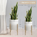 Oakrain Planters for Indoor Plants, Set of 2 Modern Planter with Stand, Decorative Metal Planter Pots for Living Room, Office, Garden, Balcony, 10"&12", White-Grey Gradient