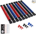 SWANLAKE 9-Piece Premium Socket Holder Organizer Set, 1/4-Inch x 48 Clips, 3/8-Inch x 45 Clips, 1/2-Inch x 36 Clips, Premium Quality Socket Clip Rail Holder