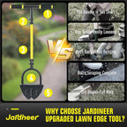 Jardineer Edger Lawn Tool Manual, Manual Half Moon Edger with Double V-Shaped Serrated Edge Blade and Wider Handle, Edging Tool for Landscaping, Sidewalks, Lawn Border, Flower Bed and Yard