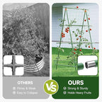 HIRALIY A Frame Cucumber Trellis for Climbing Plants Outdoor, 57" x 31" Heavy Duty Metal Garden Trellis, Rustproof Plant Support for Tomato, Grape, Bean, Raised Bed and Vegetable Gardens, Green