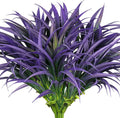 Ouddy Decor 20 Pcs Fake Outdoor Plants Artificial Grass Greenery Stems Faux Plastic Plants UV Resistant for Spring Summer Indoor Outside Garden Hanging Planter Porch Window Box Home Decor, Purple
