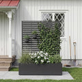 Metal Raised Garden Bed with HDPE Trellis, 45"x16"x59" Planter Box for Vegetables & Climbing Plants, Outdoor HDPE Privacy Screen Planter with Drainage Holes for Patio, Backyard, Garden