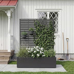 Metal Raised Garden Bed with HDPE Trellis, 45"x16"x59" Planter Box for Vegetables & Climbing Plants, Outdoor HDPE Privacy Screen Planter with Drainage Holes for Patio, Backyard, Garden