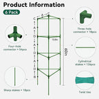 Halatool 6 Pack Tomato Cages for Graden 60 Inch, Adjustable Metal Tall Heavy Duty Tomato Trellis Plant Support, Foldable Tomatoes Stakes for Climbing Vegetables Flowers Fruits