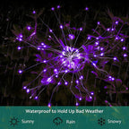 JJGoo Solar Firework Lights, 2 Pack 120 LEDs 2 Lighting Modes Solar Garden Lights Outdoor Waterproof for Yard Patio Walkway Pathway Party Wedding Christmas Decorative - Purple