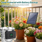 Biling 8W Pro Solar Irrigation System, Digital Programmable Automatic Drip Kit with 3000mAh Battery for Large Gardens, Supports 30+ Potted Plants, Greenhouses, Raised Beds