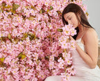 Flower Garland, Artificial Hydrangea Vine Flowers, Hanging Fake Hydrangeas Vine for Room Anniversary Wedding Birthday Christmas Wall Arch Decor, 2 Pcs, Floral Garland, Light Pink Flower