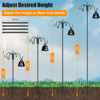 FEED GARDEN 92 Inch Four Shepherd Hooks for Outdoor,Bird Feeder Pole with 5 Prong Base, Adjustable Shepard Hooks for Hanging Plant, Solar Lanterns, Wind Chimes, 2 Pack