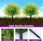 2 Pack 23.6" Artificial Fern Topiary Ball Trees with Ground Spike, Outdoor UV Resistant Fake Evergreen Trees Shrubs Bushes Artificial Plants Faux Bosten Fern Plants for Porch, Garden, Front Door