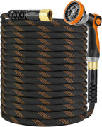 Non-Expanding Garden Hose 100 ft, Kink Free Flexible Water Hose with 10-Pattern Spray Nozzle, Lightweight Hose Pipe, Leak Proof, 3/4" Swivel Connectors, Super Fabric, Portable Storage Strap