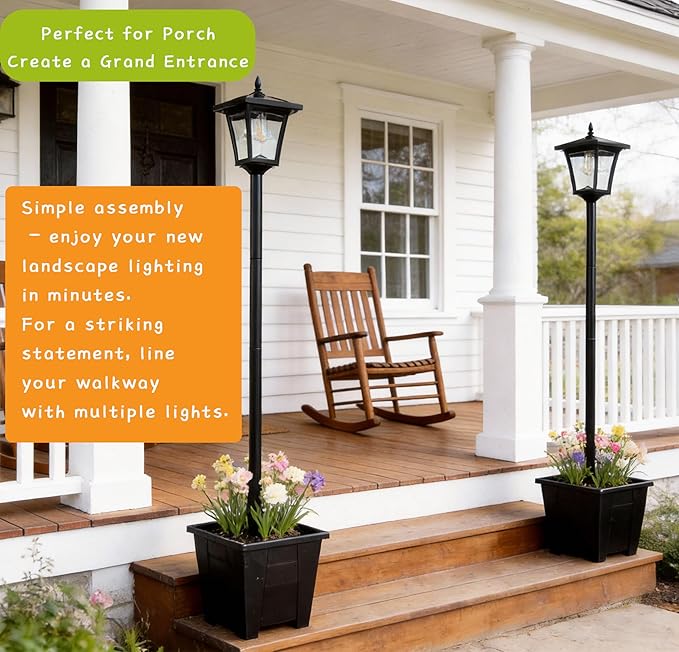 59" Solar Lamp Post Light,Outdoor Waterproof Solar Light Post with Planter,Garden Lights for Backyard, Pathway, Patio,Lawn, Driveway Decor