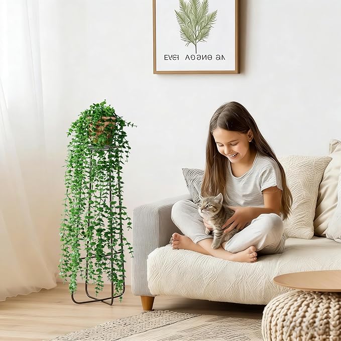 2 Pcs Faux Eucalyptus Vine Ivy Vine Artificial Hanging Plant Faux Plant Fake Potted Greenery for Wall Living Room Home Shelf Office Bathroom Outdoor Indoor Decor (Type 1)
