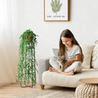 2 Pcs Faux Eucalyptus Vine Ivy Vine Artificial Hanging Plant Faux Plant Fake Potted Greenery for Wall Living Room Home Shelf Office Bathroom Outdoor Indoor Decor (Type 1)