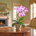 Htmeing 38 Inch Artificial Phalaenopsis Flowers Branches Real Touch (Not Silk) Orchids Flowers for Home Office Wedding Decoration,Pack of 2 (Pink)
