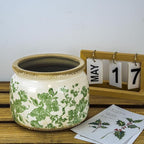 Dosayes Large Ceramic Pot for Planters, Ice Crack Glazed Flower Pot with Drainage Holes,5.91inch Vintage Planters for Indoor and Outdoor(Green)