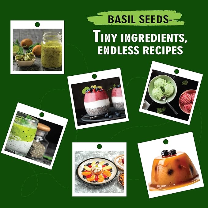 Basil Seeds (Tukmaria) | Edible Basil Seeds | More Fiber Than chia | Plant Based, Keto, Paleo, Vegan, prebiotic