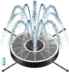 Solar Fountain with 3 Spray Height, Works in Shade, 3.5W Glass Solar Bird Bath Fountains with 2000mAh Battery and 4 Rotating Rods, 7 Nozzles, Outdoor Water Fountain Pump for Garden, Pool, Pond