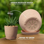 Utopia Home - Spotty Plant Pots Indoor with Drainage - 7/6.6/6/5.3/4.8 Inches Flower Pots - 5 Pack Plastic Planters - Ideal for Stocking Stuffers - (Speckled Peach Pink, Pack of 5)
