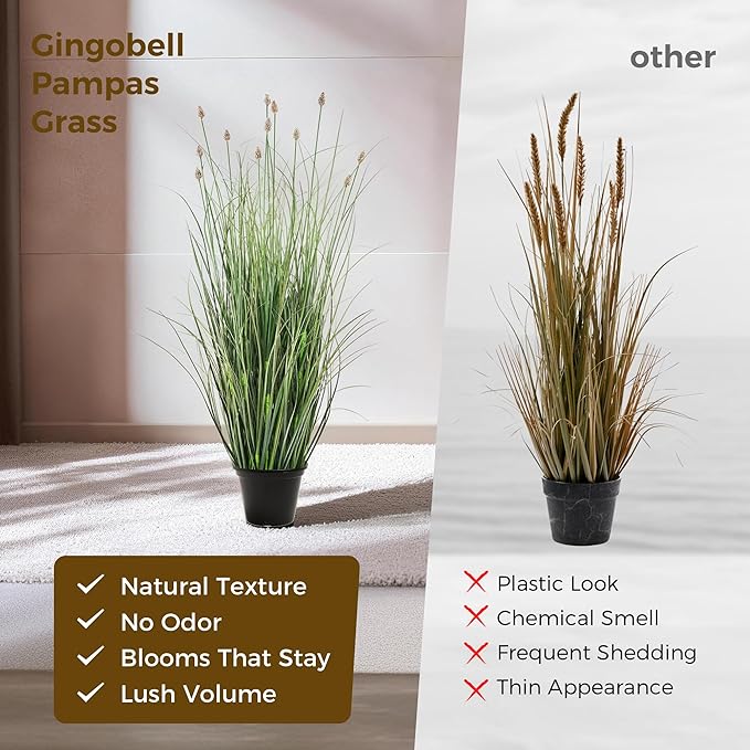 3FT / 4FT Extra Lush Artificial Plant (2pcs), Luxury Fake Tall Plants with Pot, Luxury Faux Tall Greenery with Dogtail for Garden Porch and Home Decor (Gray, 3FT)