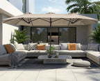 SUPERJARE 13FT Outdoor Umbrella for Patio, Double sided Pool Umbrellas with Fade Resistant Canopy, Large Table Umbrella for Deck, Market, Backyard - Warm Beige