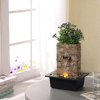 Kalona Tabletop Waterfall Fountain, Zen Fountain for Home Office Decor with LED Lights, Relaxing Indoor Water Feature with Realistic Stone Look for Meditation(23111)