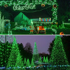 2 Pack 480 LED Solar Chrismas Lights Outdoor, Solar String Lights for Outside with 8 Modes & Memory Function, Waterproof Twinkle Light for St Patrick's Day Xmas Tree Yard Party Decorations (Green)